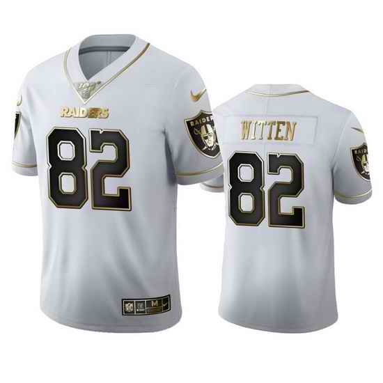 Las Vegas Raiders 82 Jason Witten Men Nike White Golden Edition Vapor Limited NFL 100 Jersey
